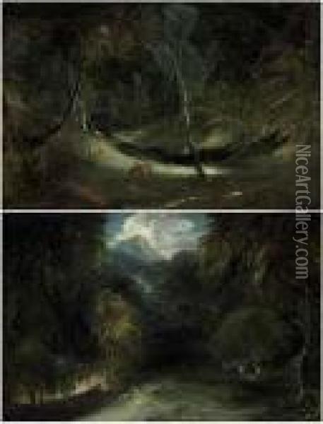 Studies From Nature: The Source 
Of The Manifold At Ilam Park; And Aview Of Dovedale Looking Towards 
Thorpe Cloud Oil Painting - Sir Thomas Lawrence