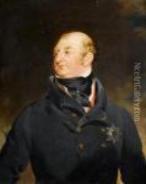 Portrait Of Frederick, Duke Of 
York,bust-length, In A Dark Blue Coat With The Star Of The Order Of 
Thegarter Oil Painting - Sir Thomas Lawrence