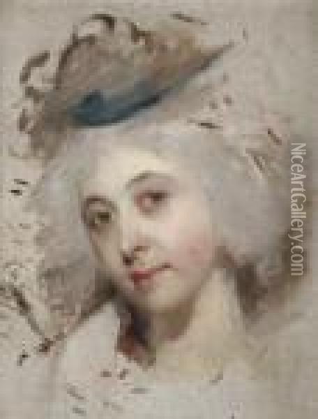 Portrait Head Of A Lady, Unfinished Oil Painting - Sir Thomas Lawrence