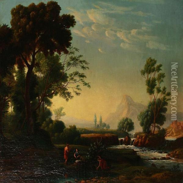 Pastoral Landscape With A Shepherd Oil Painting - Claude Lorrain (Gellee)