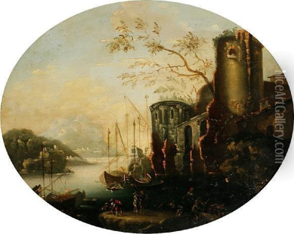 A Continental Port Oil Painting - Claude Lorrain (Gellee)
