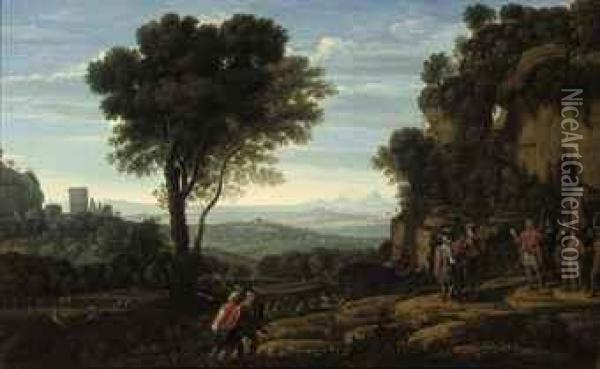 Landscape With David At The Cave Of Adullam Oil Painting - Claude Lorrain (Gellee)
