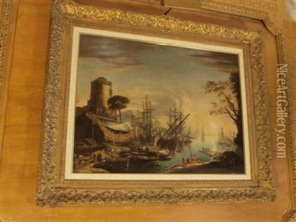 Harbor Scene Oil Painting - Claude Lorrain (Gellee)