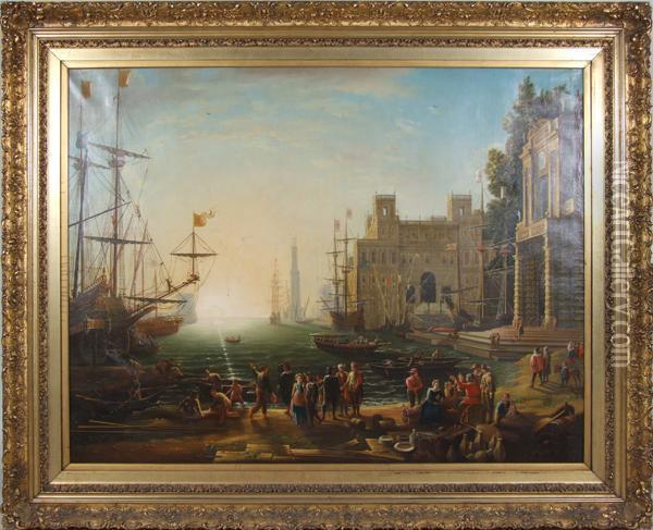 Seaport With Villa Medici Oil Painting - Claude Lorrain (Gellee)