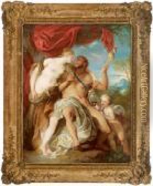 Herkules Und Omphale Oil Painting - Francois Lemoine (see Lemoyne)