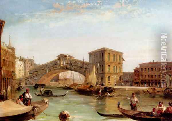 Ponto Di Rialto (Canal Grande) Oil Painting - Edward Pritchett