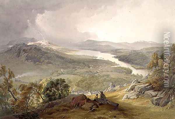 Lake Windermere, from The English Lake District, 1853 Oil Painting - James Baker Pyne