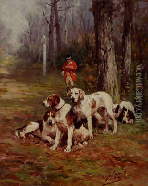 Hunting Dogs At Rest Oil Painting - Charles Olivier De Penne