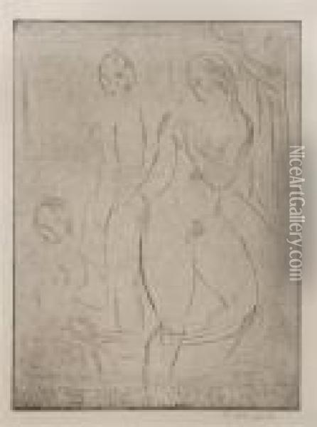 Liegender Mann, Stehende Frau Oil Painting - Wilhelm Lehmbruck
