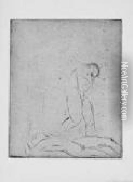 Liegender Mann, Stehende Frau, Skizze Oil Painting - Wilhelm Lehmbruck