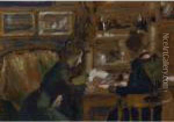 La Causerie (deux Femmes Dans Un Interieur) Oil Painting - Georges Lemmen
