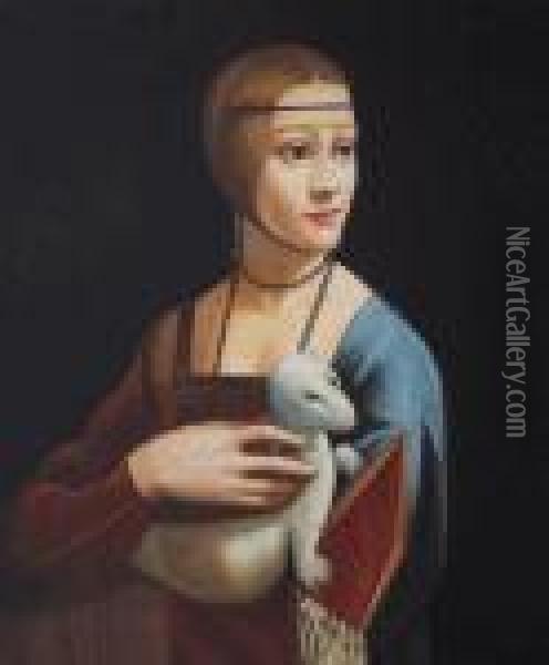 The Lady With An Ermine Oil Painting - Leonardo Da Vinci