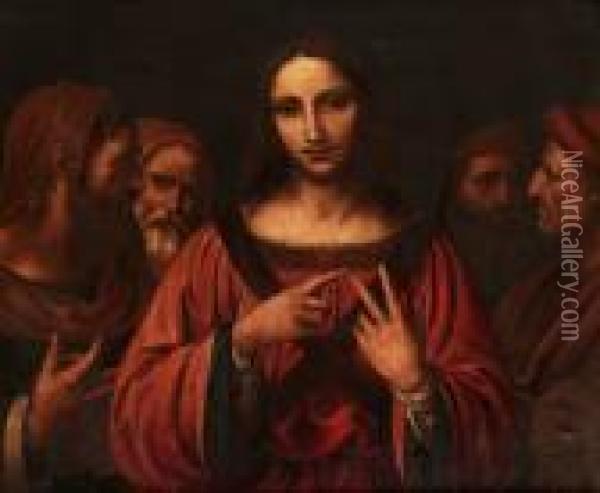 Jesus Debatterar Med De Aldre I Templet Oil Painting - Leonardo Da Vinci