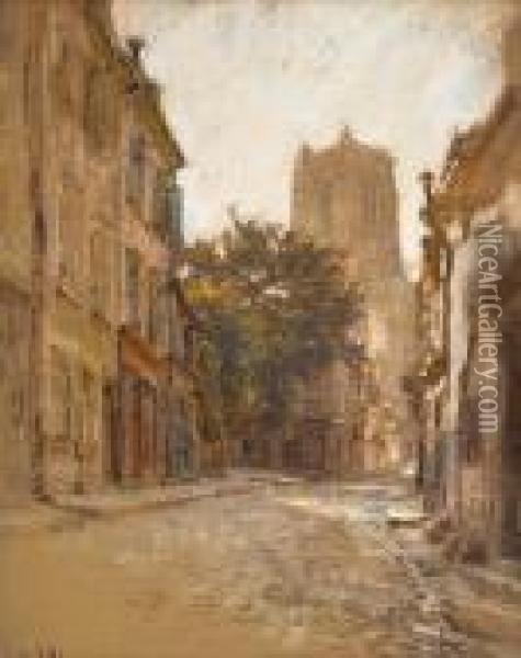 Bourges, Une Rue; Marche Aux Herbes A Grasse;une Rue A Bourges Oil Painting - Leon Augustin Lhermitte