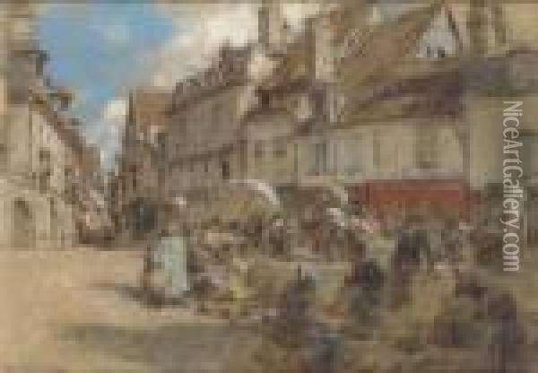Le Marche Dans Le Vieux Bourges Oil Painting - Leon Augustin Lhermitte