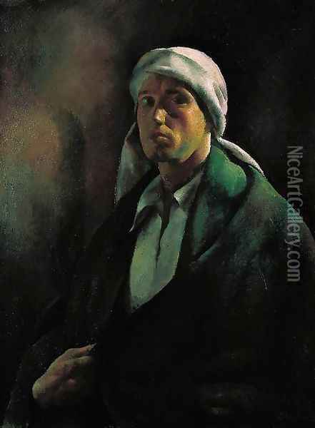 Self-Portrait Self-Portrait with a Turban 1922 Oil Painting - Karoly Patko