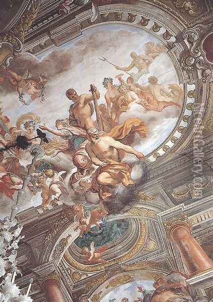 Janus and Hercule with Peace 1670s Oil Painting - Domenico Piola