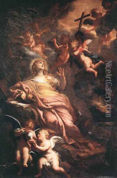 Magdalene in the Desert 1674 Oil Painting - Domenico Piola