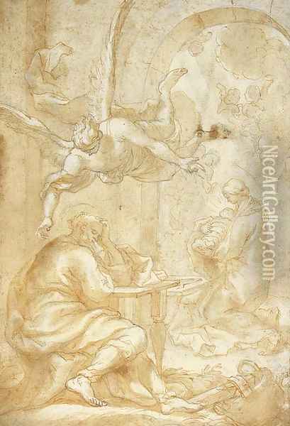 The Dream of Saint Joseph Oil Painting - Domenico Piola