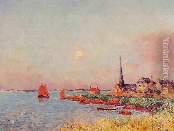 Breton Village by the Sea Oil Painting - Ferdinand Loyen Du Puigaudeau