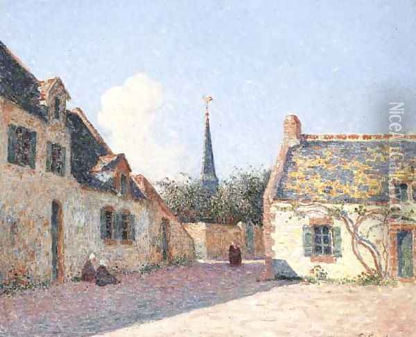 Place du village Oil Painting - Ferdinand Loyen Du Puigaudeau