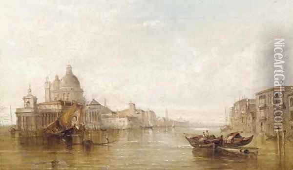 Grand Canal with a View of Santa Maria della Salute Oil Painting - Alfred Pollentine