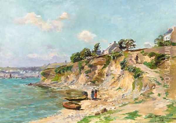 The bay at Audierne Oil Painting - Edmond Marie Petitjean