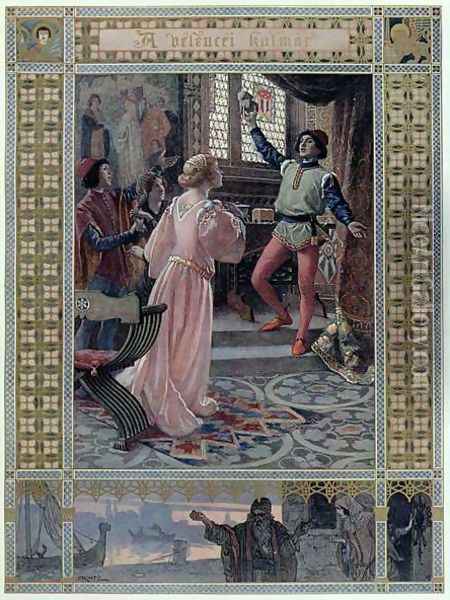 Illustration from The Merchant of Venice by William Shakespeare 1565-1616 c.1900 Oil Painting - Christian August Printz
