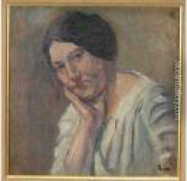 Portrait De Femme Oil Painting - Maximilien Luce