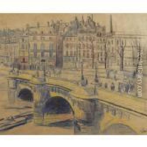 Le Pont Neuf Et Le Quai Conti Oil Painting - Maximilien Luce