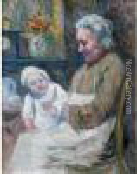 Mere Et Enfant, 1899 Oil Painting - Maximilien Luce