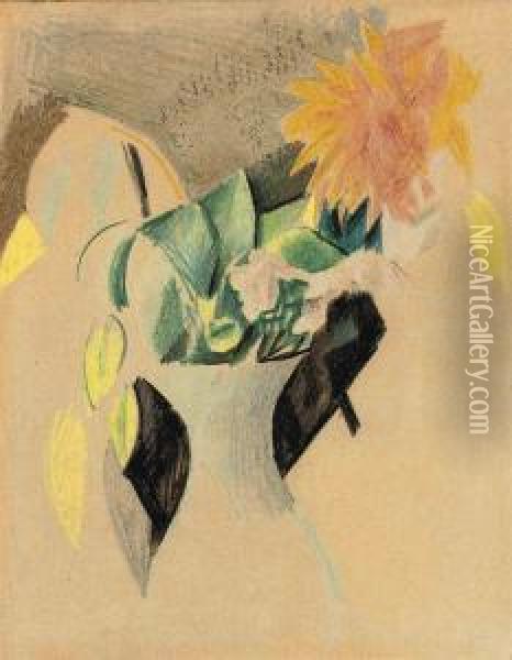 Blumen In Weisser Vase Ii Oil Painting - August Macke