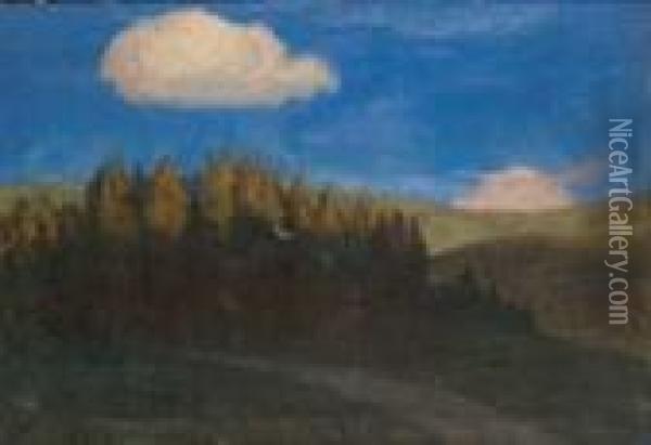 Abend-landschaft Am Tegernsee Oil Painting - August Macke