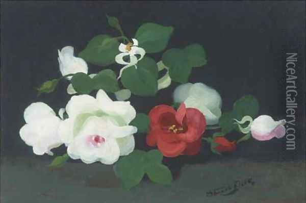 White and red roses Oil Painting - James Stuart Park