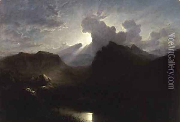 Deer Forest, Skye, Summer Moonlight Oil Painting - Waller Hugh Paton