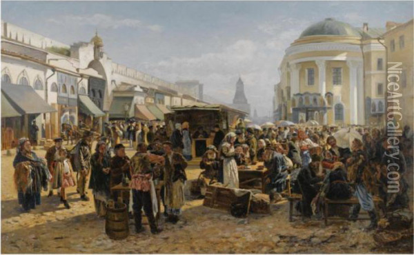 The Rag Market In Moscow Oil Painting - Vladimir Egorovic Makovsky