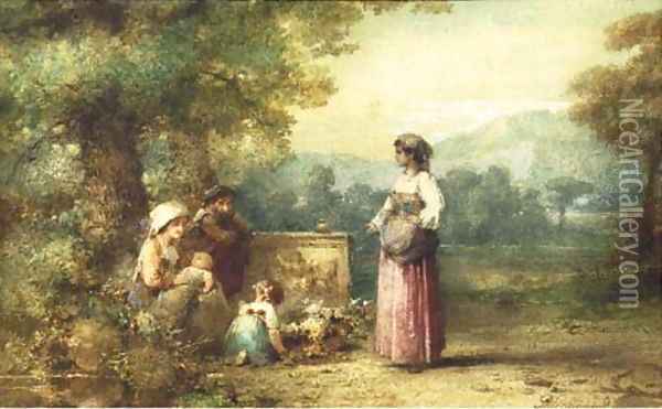 A family in the Campagna Oil Painting - Karel Frans Philippeau