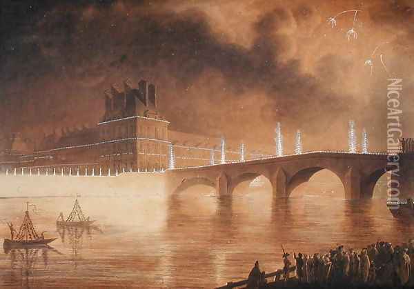 Illumination of the Quay and Pont des Tuileries Oil Painting - Francesco Piranesi