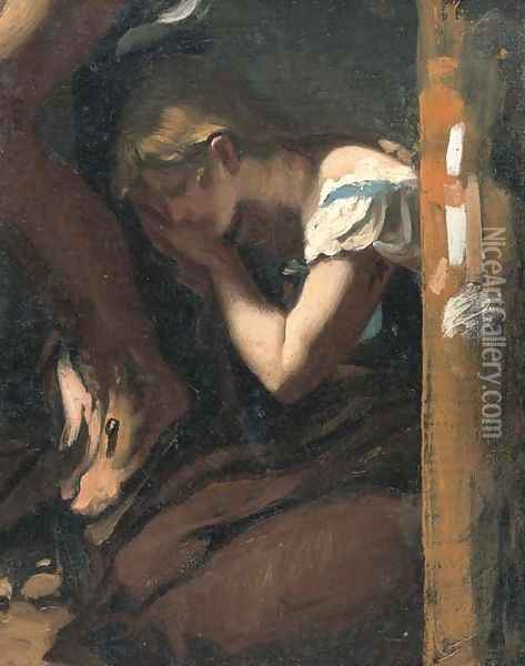 The weeping Magdalen at the foot of the Cross Oil Painting - Pierre-Paul Prud'hon