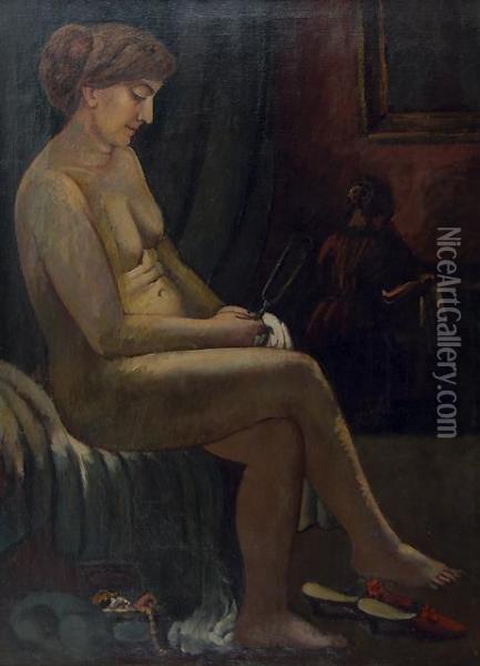 Nudo Allo Specchio, 1922/23 Oil Painting - Piero Marussig