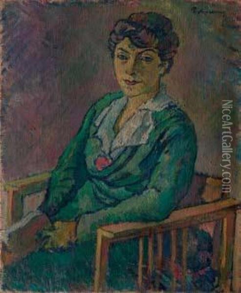 Figura Femminile Seduta - (1916-1918) Oil Painting - Piero Marussig