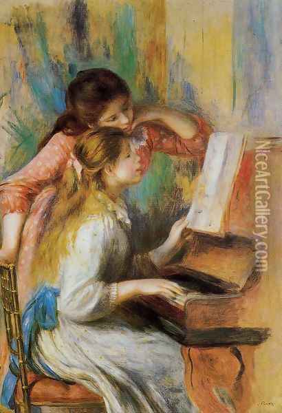 Girls at the Piano I Oil Painting - Pierre Auguste Renoir