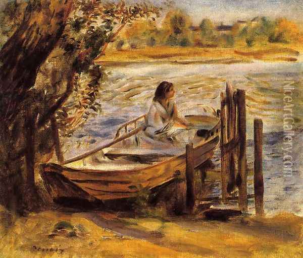 Young Woman In A Boat Aka Lise Trehot Oil Painting - Pierre Auguste Renoir