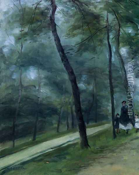 A Walk in the Woods (Madame Lecoeur and Her Children) Oil Painting - Pierre Auguste Renoir