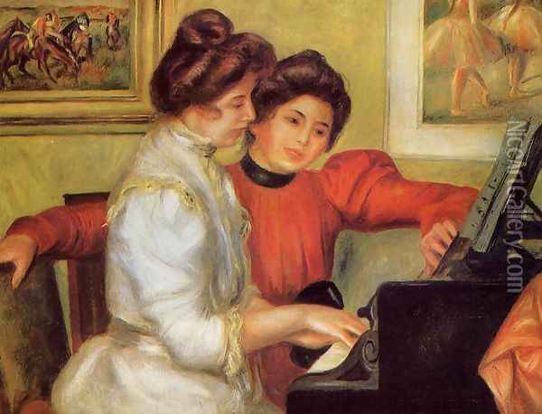 Yvonne And Christine Lerolle At The Piano Oil Painting - Pierre Auguste Renoir