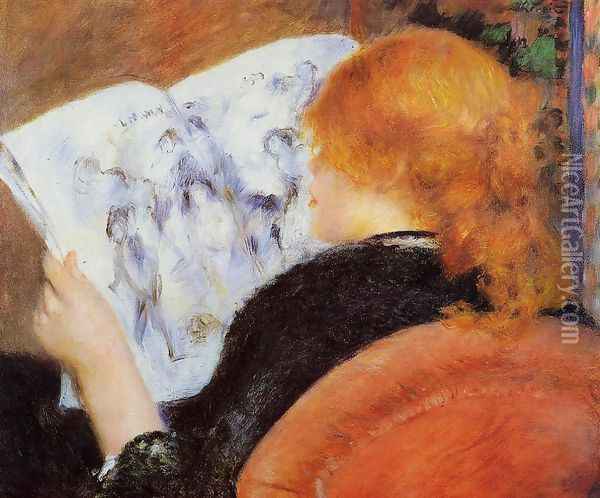 Young Woman Reading An Illustrated Journal Oil Painting - Pierre Auguste Renoir