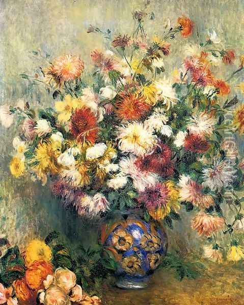 Vase Of Chrysanthemums2 Oil Painting - Pierre Auguste Renoir