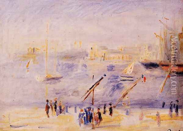 The Old Port Of Marseille People And Boats Oil Painting - Pierre Auguste Renoir