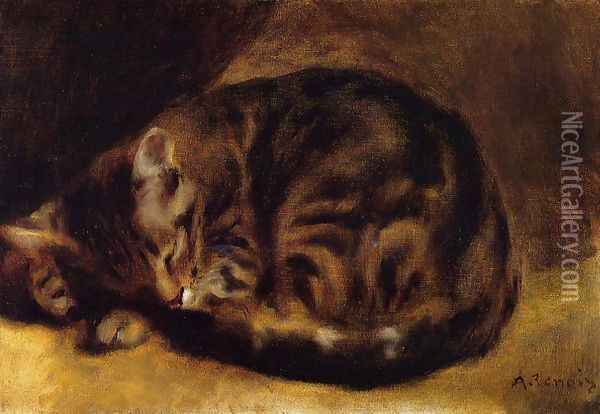Sleeping Cat Oil Painting - Pierre Auguste Renoir