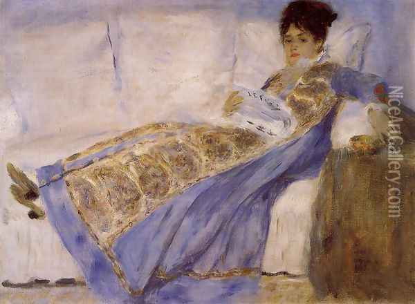 Madame Monet On A Sofa Oil Painting - Pierre Auguste Renoir